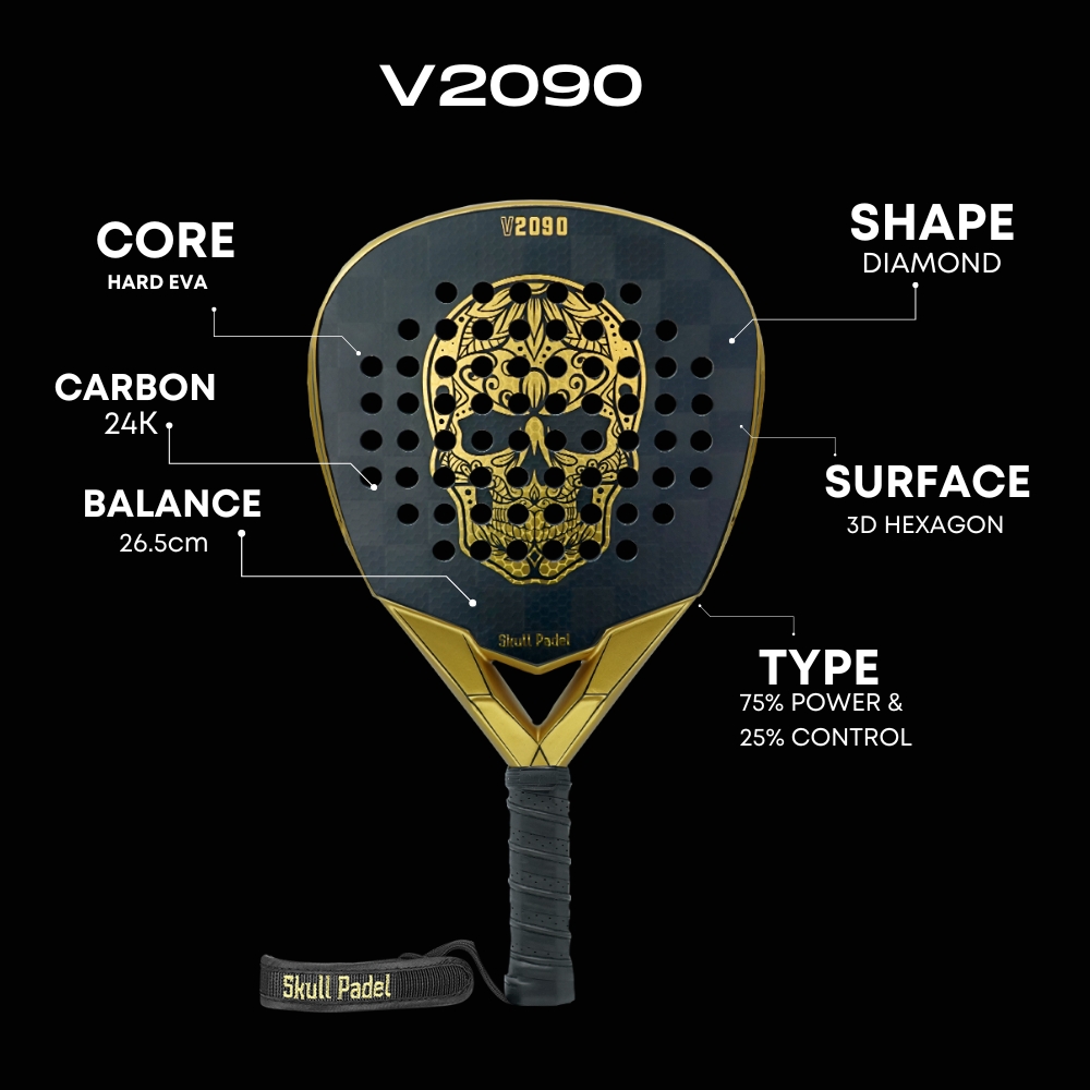Skull Padel V2090 - Black Gold 24K - Image 4